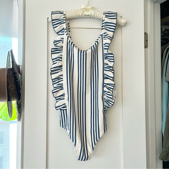 NEW Pink Chicken Ruffle Katniss One Piece Swimsuit - Picture 3 of 6